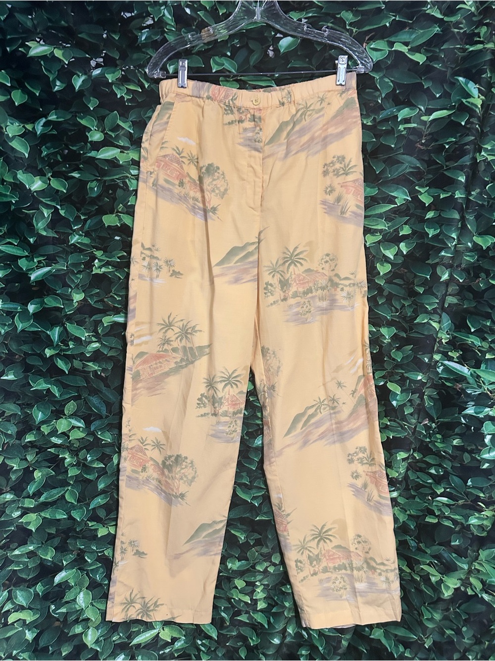 Vintage Talbots Tropical Village Pants Peach Green Women 12